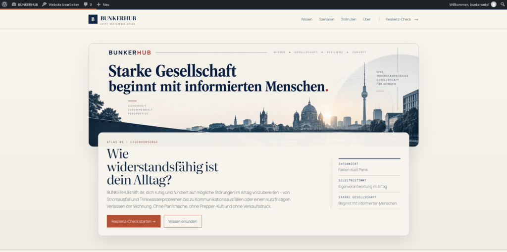 Screenshot der Website bunkerhub.de