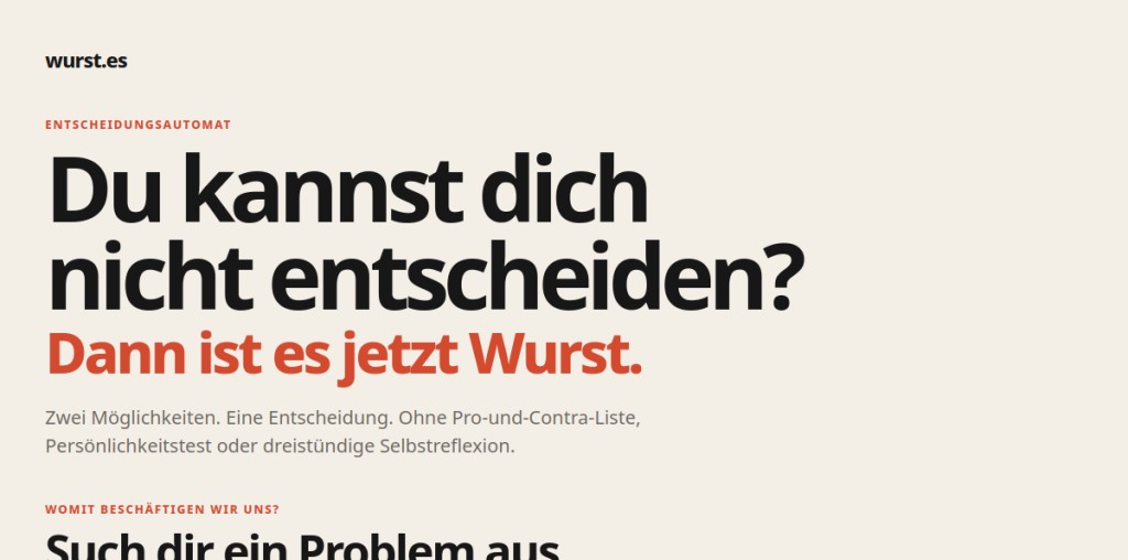 Screenshot der Website Wurst.es