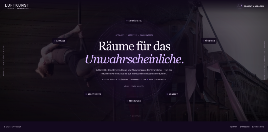 Screenshot der Website luftkunst.com