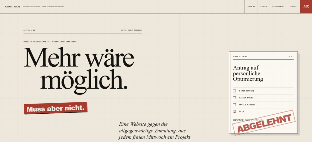 Screenshot der Website markuskolbe.de