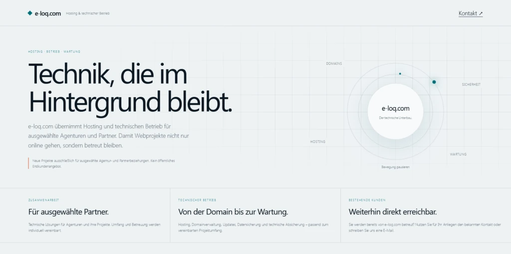 Screenshot der Website e-loq